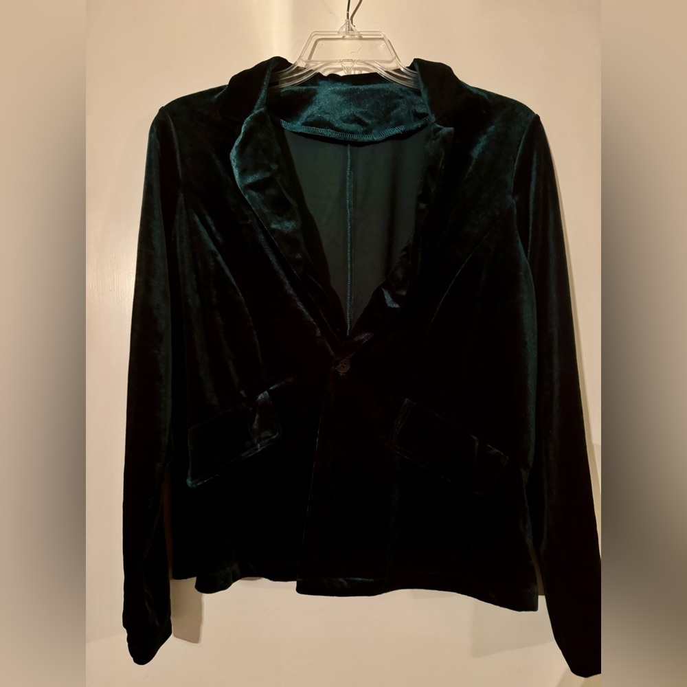 SHEIN Dark Green Velvet Blazer